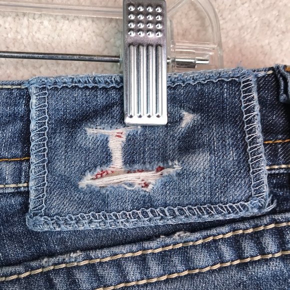 MEK Prague Boot Cut Jeans Womens 31x34 Medium Wash Denim Mid Rise Distressed - Picture 7 of 15